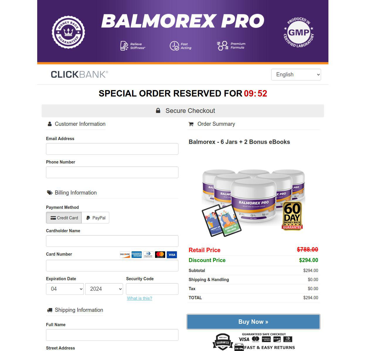 Balmorex Pro Secure Checkout